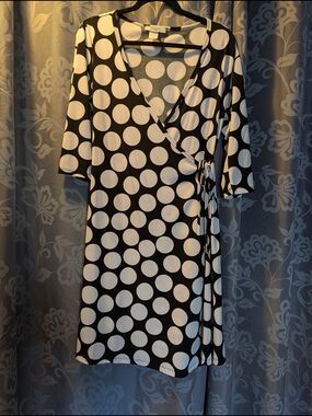 Black and White Polka Dot Wrap Dress